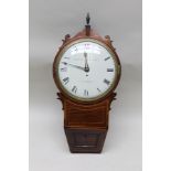 LITHERLAND DAVIES & CO. A MID VICTORIAN MAHOGANY DROP DIAL TIMEPIECE, having four pillar brass 8-day