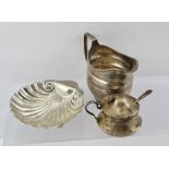 MICHAEL STARKEY A WILLIAM IV SILVER MILK JUG, of waisted form, London 1835, together with a silver