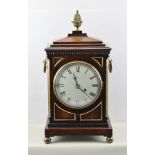 A LATE GEORGIAN/EARLY VICTORIAN REGENCY STYLE MAHOGANY BRACKET TIMEPIECE, having stepped pediment,