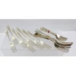 JOHN ROUND & SON LTD. A SET OF EIGHT LATE VICTORIAN SILVER DINNER FORKS, Sheffield 1900, together