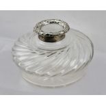 CORNELIUS JOSHUA VANDER A LATE 19TH CENTURY INKWELL, having clear glass reservoir with swirling