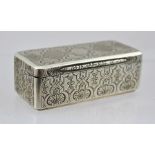 A MID 19TH CENTURY AUSTRIAN EMPIRE SILVER SNUFF BOX, engraved and engine turned decoration, gilded