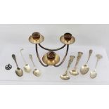 JONATHAN HAYNE A PAIR OF SILVER CONDIMENT SPOONS, having cast scallop handles, marks rubbed consider