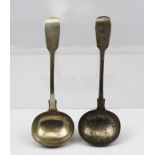 ROBERT WILLIAMS & SONS (JAMES & JOSIAH) A PAIR OF VICTORIAN SILVER SAUCE LADLES, "fiddle" pattern,