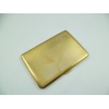 SMITH & BARTLAM A HEAVY ENGINE TURNED SILVER GILT CIGARETTE CASE, 199g.