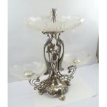 A "WURTTEMBERGISCHE METALLWARENFABRIK" or "WMF" SILVER PLATED TABLE CENTRE PIECE, repousse and