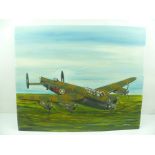 N. ARCHER "Lancaster Bomber in Flight", Oil painting on canvas board, 46cm x 56cm, unframed