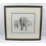 AFTER DAVID SHEPHERD "Elephants", a limited edition black and white Print no. 356/495 with