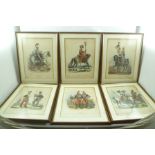 AFTER E. LAMI "Cavalerie Francaise en 1834", a set of six lithograph prints depicting various
