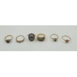 SIX VARIOUS STONE SET DRESS RINGS