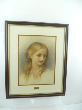 E. TAYLOR Portrait of a Girl wearing a pink scarf, a Watercolour painting, 35cm x 26cm, mounted