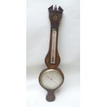 TARELLI OF NORTHAMPTON AN EARLY 19TH CENTURY WHEEL BAROMETER having inlaid mahogany case with broken