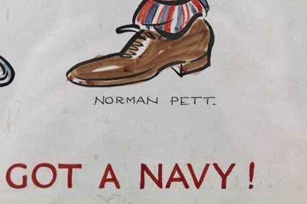NORMAN PETT (1891-1960) "Thank gaud we've got a Navy", a war time caricature, a Watercolour, - Image 3 of 3