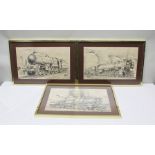 AFTER NORMAN GILES, F.S.I.A. A set of three Lithographic Prints of steam locomotives including;