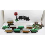 HORNBY "0" GAUGE CLOCKWORK TRAIN SET including type 50 Locomotive 0-4-0 (reversing) with Tender,