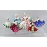 A COLLECTION OF FIVE ROYAL DOULTON FIGURINES, including "The Love Letter" HN2149, width 20cm, "