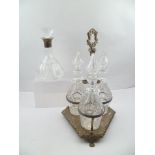 PREECE AND WILLISCOMBE A SILVER COLLARED FACET CUT GLASS DECANTER of mallet form with stopper,