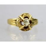 A VICTORIAN 18CT GOLD OLD CUT DIAMOND SOLITAIRE RING, size K 1/2