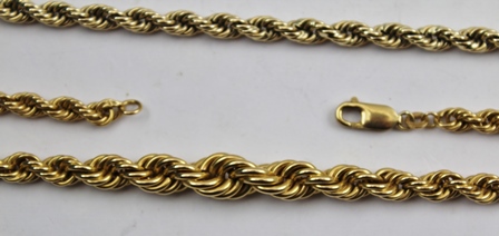 AN 18CT GOLD FANCY ROPE LINK NECKLACE, 45cm long (including clasp), 20g., together with an - Image 2 of 3