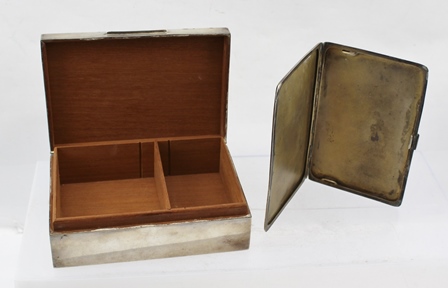 WILLIAM ADAMS LTD. A 20TH CENTURY SILVER CIGARETTE BOX, having engine turned hinged cover, - Image 2 of 5