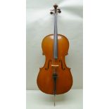 MICHAEL POLLER OF BUCHAREST A CELLO with two piece back, internal paper labels, with BOW, the frog