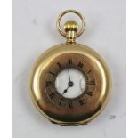 A 9CT GOLD HALF HUNTER GENTLEMAN'S POCKET WATCH with an American "Waltham" movement (case is English