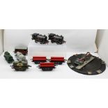 HORNBY "0" GAUGE CLOCKWORK TRAIN SET including two type 40 Locomotives 0-4-0 (reversing), black BR