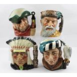 A COLLECTION OF FOUR ROYAL DOULTON EARTHENWARE CHARACTER JUGS, to include "North American Indian"