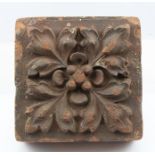 A VICTORIAN GOTHIC DESIGN TERRACOTTA ARCHITECTURAL TILE in oak leaf pattern in the manner of William