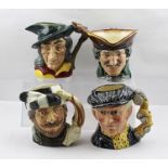 A COLLECTION OF FOUR ROYAL DOULTON EARTHENWARE CHARACTER JUGS, to include "Dick Turpin", 16cm