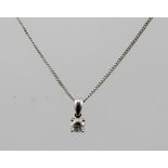 A DIAMOND BRILLIANT CUT SOLITAIRE PENDANT NECKLACE, set in a white 18ct gold four claw mount, approx