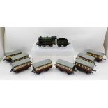 HORNBY "0" GAUGE CLOCKWORK TRAIN SET including type 51 Locomotive 0-4-0 (reversing) with Tender