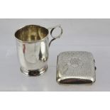 AN EARLY 20TH CENTURY SILVER CHRISTENING MUG, of plain form with ring handle, London 1919,