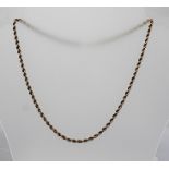 A 9CT GOLD ROPE CHAIN NECKLACE with bolt ring clasp