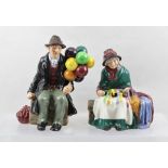 TWO ROYAL DOULTON FIGURINES, "The Balloon Man" HN1954, 18cm and "Silks and Ribbons" HN2017, 16cm