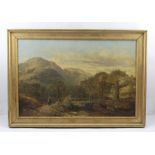 H.T. LEFTWICH Landscape with Bridge and Figure in the foreground, possibly the Lake District, mid