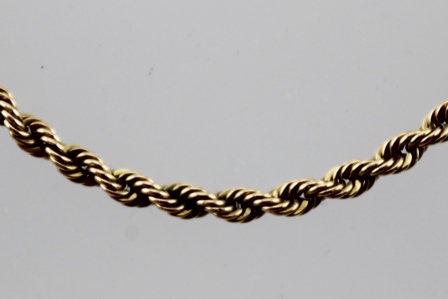 A 9CT GOLD ROPE CHAIN NECKLACE with bolt ring clasp - Image 2 of 3