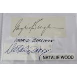 A COLLECTION OF AUTOGRAPHS OF INGRID BERGMAN & NATALIE WOOD on paper mounted on card