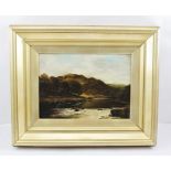 WILLIAM HENRY MANDER "Welsh River Scene" Oil on canvas, 24cm x 33cm, in gilt frame