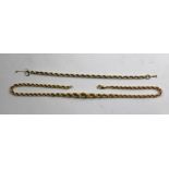 AN 18CT GOLD FANCY ROPE LINK NECKLACE, 45cm long (including clasp), 20g., together with an