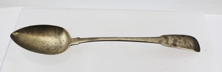 A VICTORIAN IRISH SILVER BASTING SPOON, possibly by James Scott, "fiddle" pattern, engraved crown - Image 2 of 5