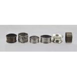 SIX SILVER NAPKIN RINGS mixed shapes, all Birmingham assay office but mixed years and makers,