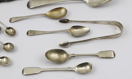 BATEMANS A SELECTION OF ENGLISH SILVER FLATWARE, to include an Old English pattern basting spoon - Image 5 of 7