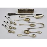 BATEMANS A SELECTION OF ENGLISH SILVER FLATWARE, to include an Old English pattern basting spoon