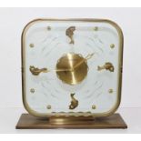 A JAEGER-LE-COULTRE "FISH POND" MYSTERY SALON CLOCK, mid 20th century in the Deco style, a gilt