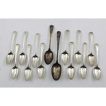 SOLOMON HOUGHAM TWO SETS OF SIX GEORGE III SILVER TEASPOONS together with two other SILVER SPOONS,