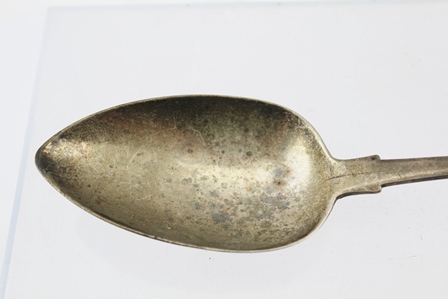 A VICTORIAN IRISH SILVER BASTING SPOON, possibly by James Scott, "fiddle" pattern, engraved crown - Image 4 of 5