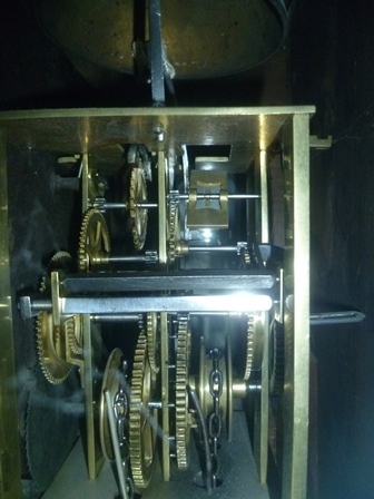 AN EARLY 19TH CENTURY MAHOGANY CASED THIRTY HOUR LONGCASE CLOCK, the hood with column mounts - Image 3 of 3