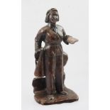 TWO CARVED SOAPSTONE CHINESE CULTURAL REVOLUTION FIGURES, one with a copy of the Chairman's "