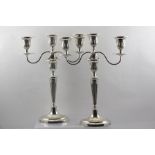 FORDHAM & FAULKNER (William Fordham and Albert Faulkner) A PAIR OF EDWARDIAN SILVER TABLE CANDELABRA